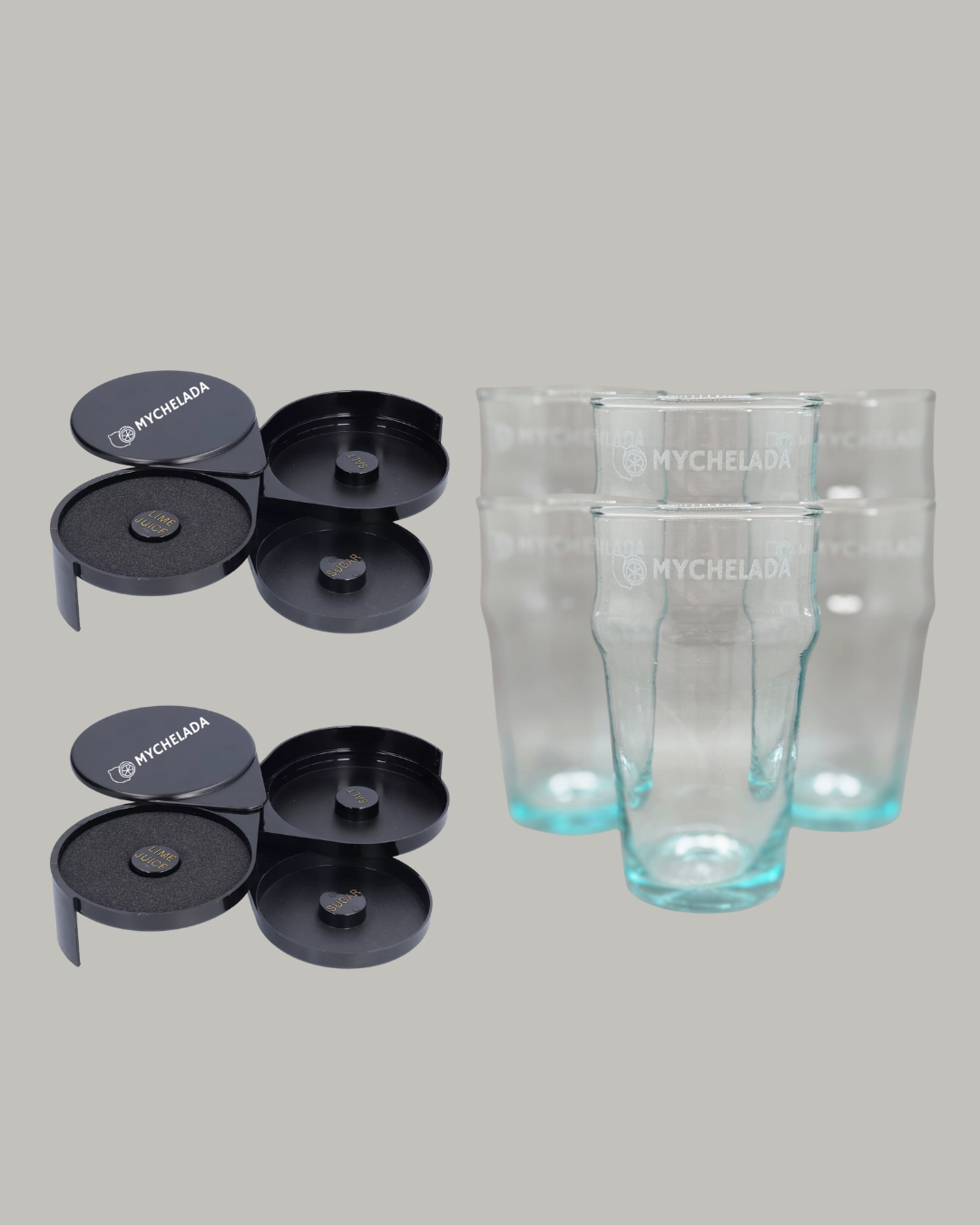 PACK BLACKMYCHELADA (2 SET + 6 VASOS)