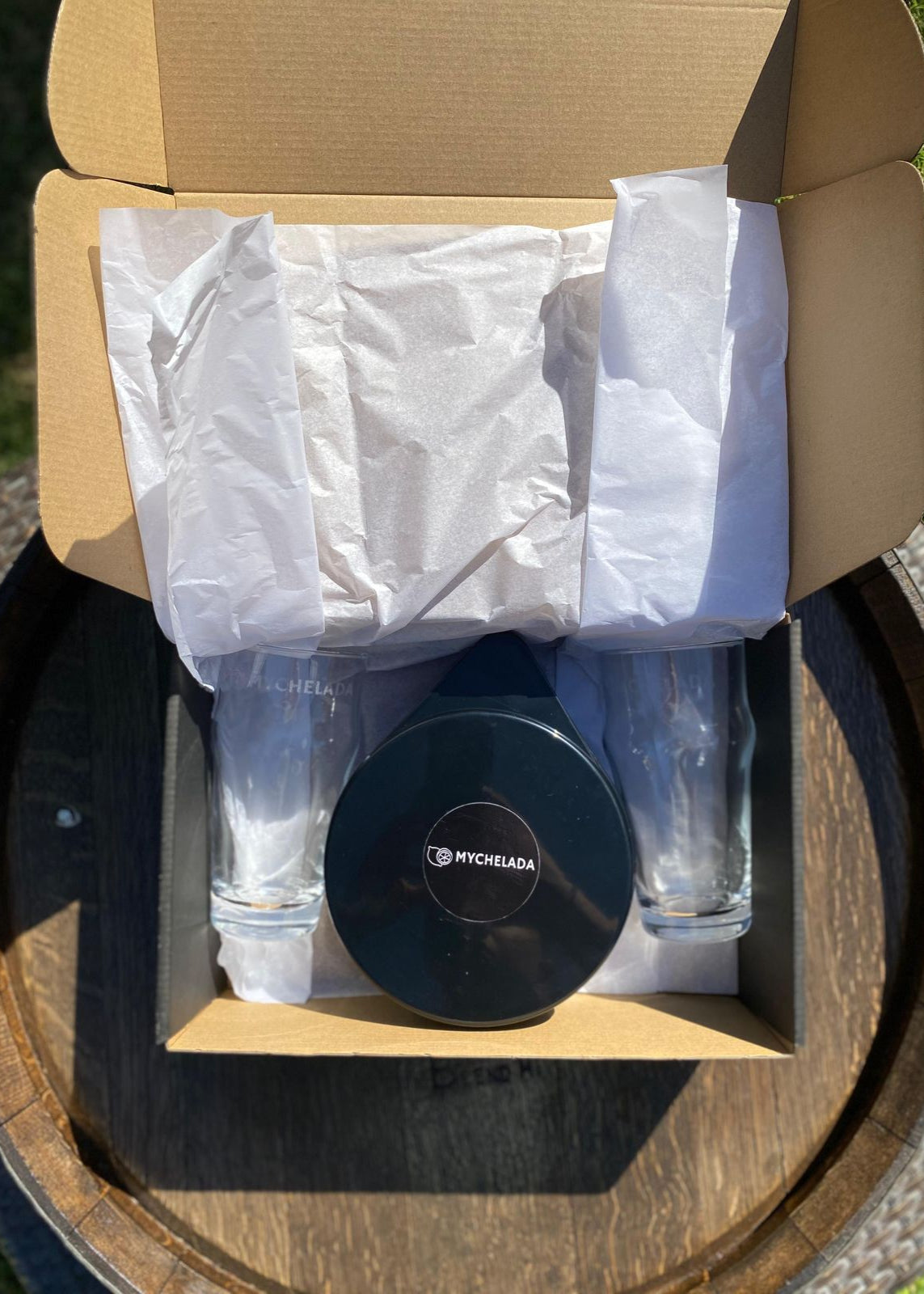 CAJA MYCHELADA (1 SET + 2 VASOS)